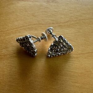 Vintage rhinestones Triangle Screw-Back Earrings